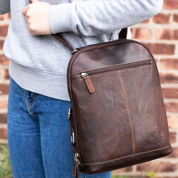 Women\'s Dark Brown Leather Backpack/ Crossbody main image 10